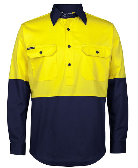 JB's Hi Vis Close Front L/S 150g Work Shirt 6HVCS