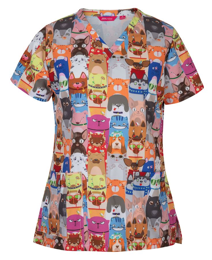 JB's Ladies Scrub Top Printed 4STP1