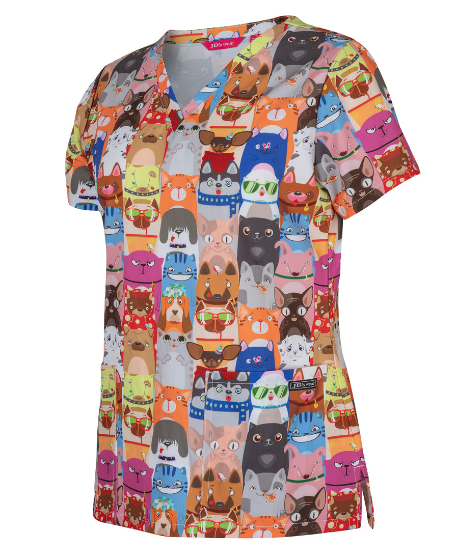 JB's Ladies Scrub Top Printed 4STP1