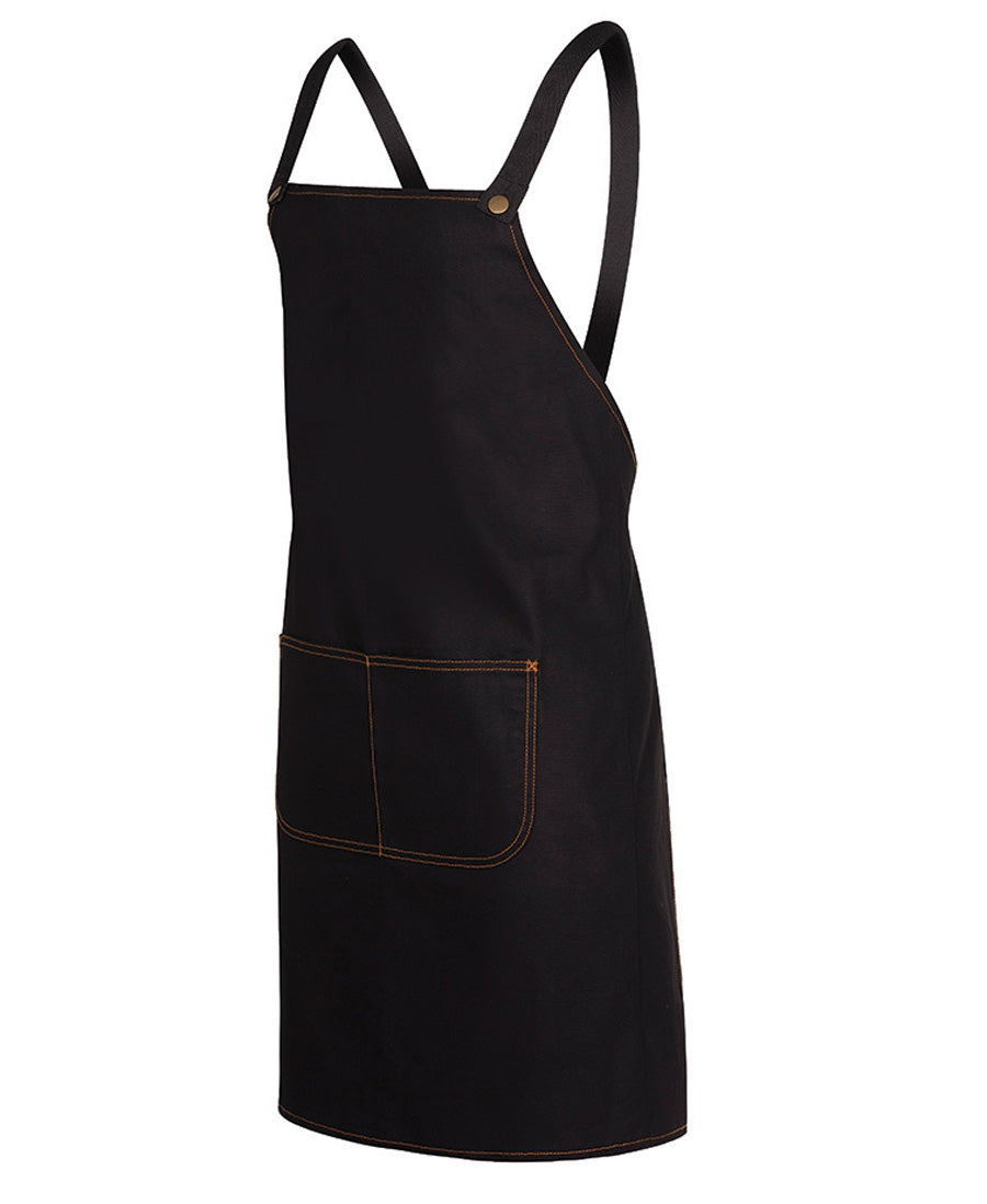 JB's Cross Back Denim Apron 5ACBD | Stylish denim bib apron with a touch of brass