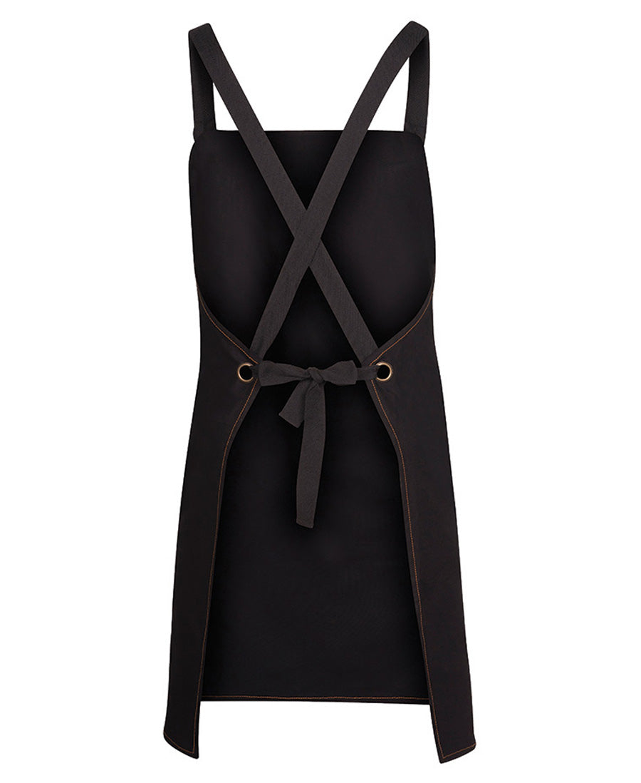 JB's Cross Back Denim Apron 5ACBD | Stylish denim bib apron with a touch of brass