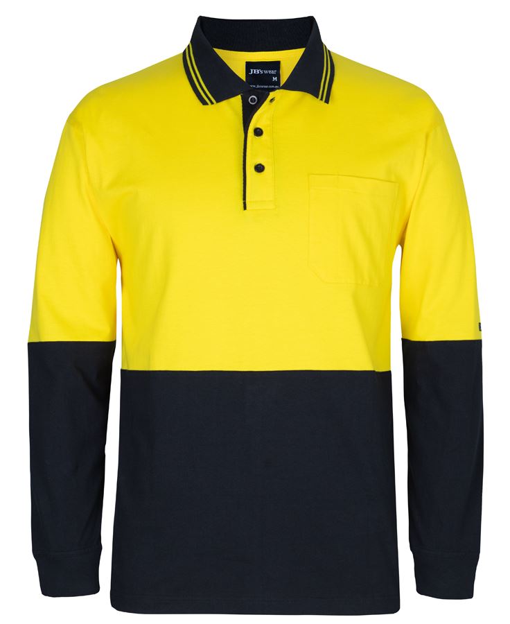 JB's Hi Vis L/S Cotton Polo 6CPHL Hi Vis Cotton Polo