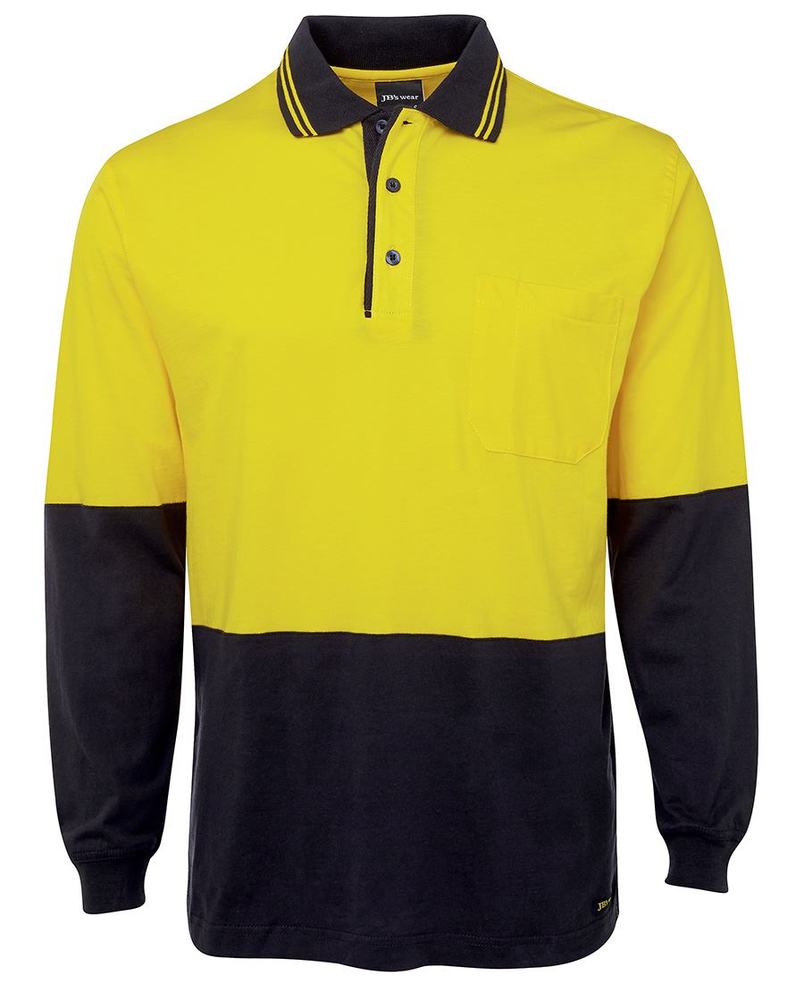 JB's Hi Vis L/S Cotton Polo 6CPHL Hi Vis Cotton Polo