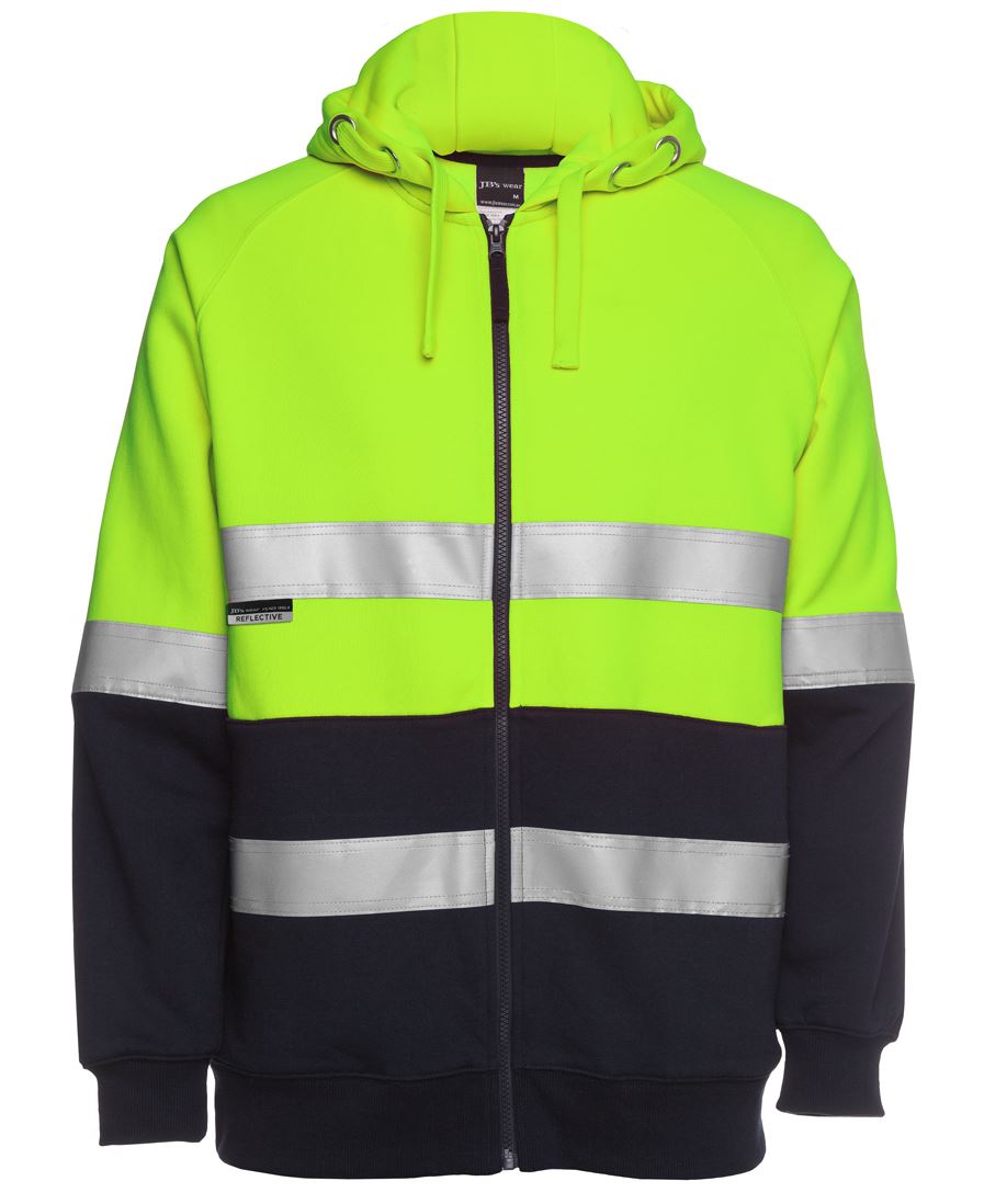 JB's Hi Vis (D+N) Full Zip Fleecy Hoodie 6DNH | Day and Night Wear