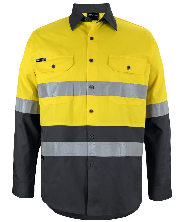 JB's Hi Vis L/S (D+N) 150G Work Shirt 6DNWL | Classic Comfort