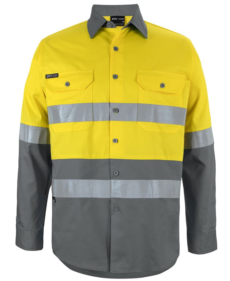 JB's Hi Vis L/S (D+N) 150G Work Shirt 6DNWL | Classic Comfort
