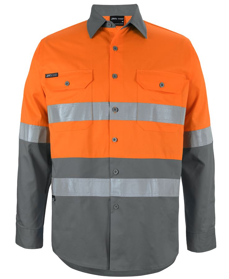 JB's Hi Vis L/S (D+N) 150G Work Shirt 6DNWL | Classic Comfort