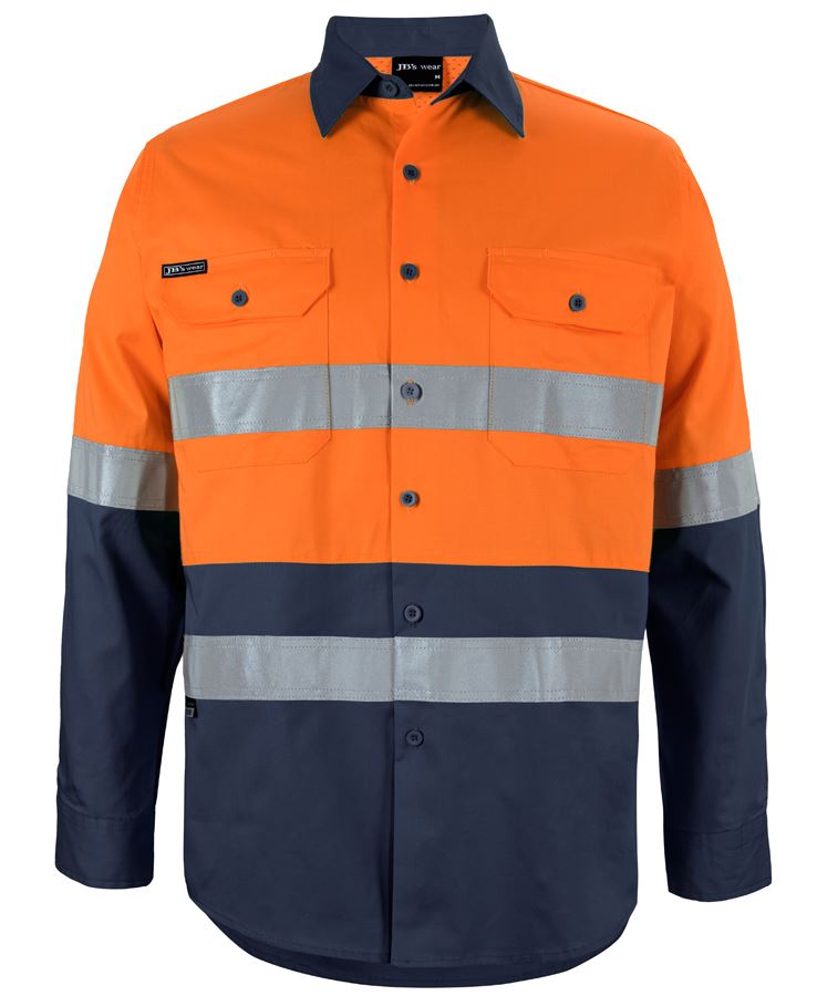 JB's Hi Vis L/S (D+N) 150G Work Shirt 6DNWL | Classic Comfort