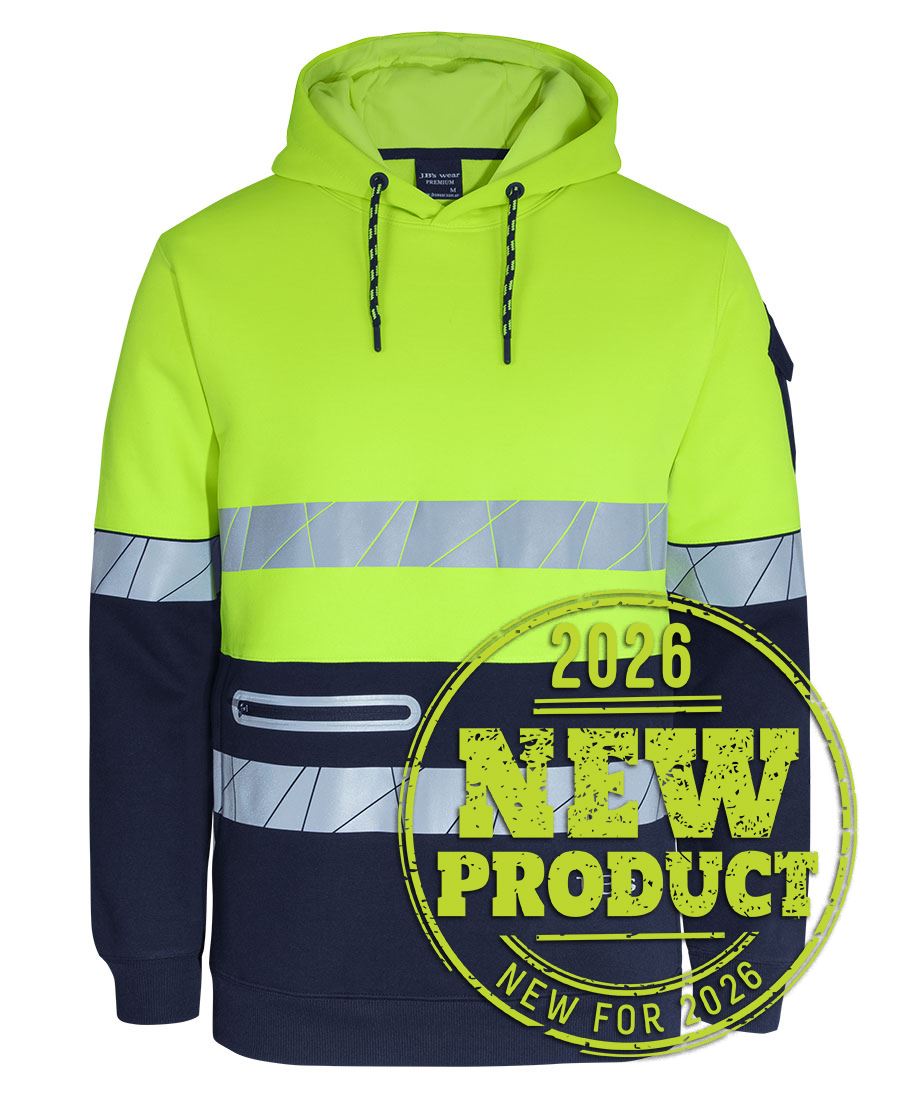 JB's 450g Hi VIs Pull Over Hoodie with Fragmented Tape 6DPFP | Stay warm and visible