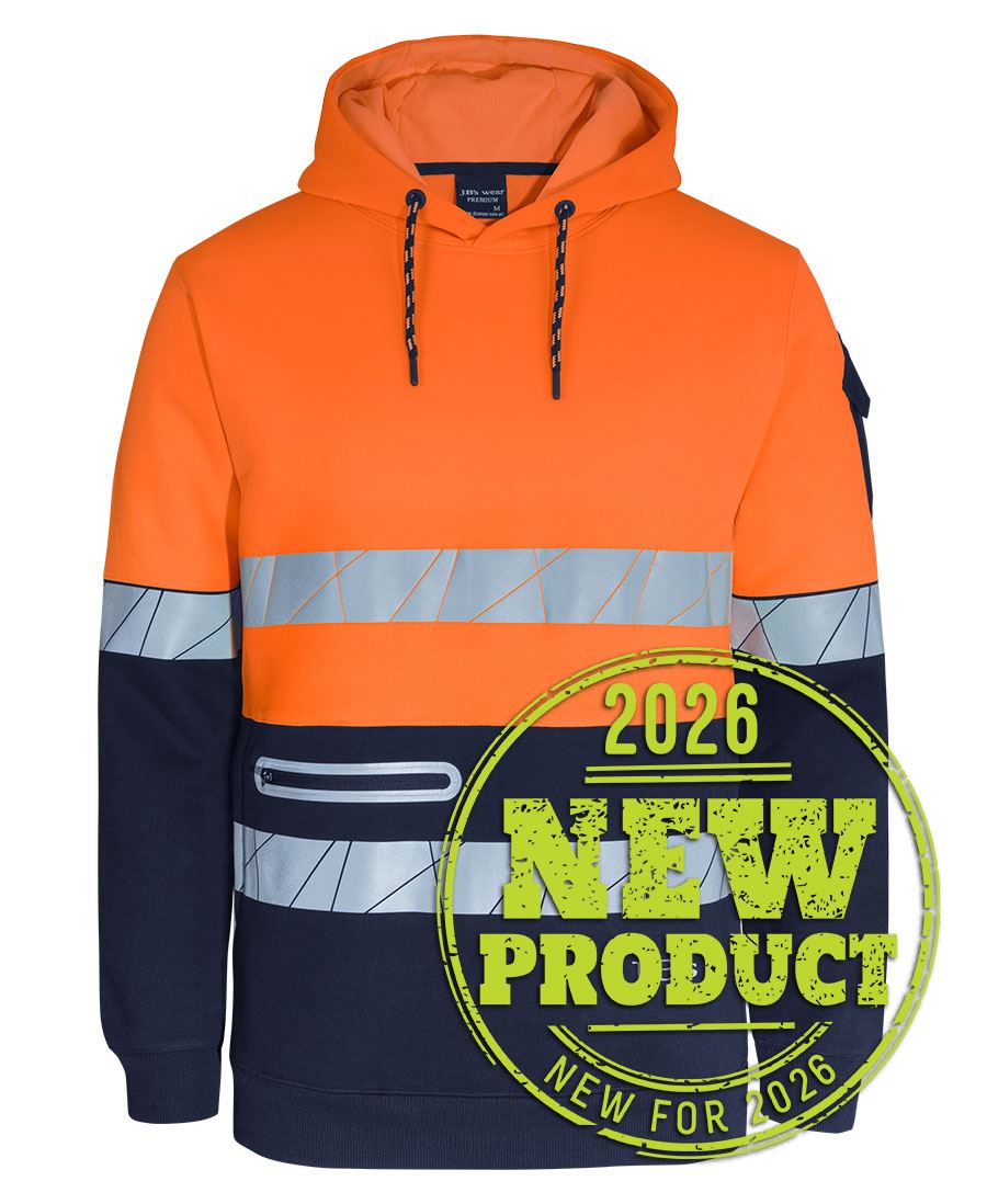 JB's 450g Hi VIs Pull Over Hoodie with Fragmented Tape 6DPFP | Stay warm and visible