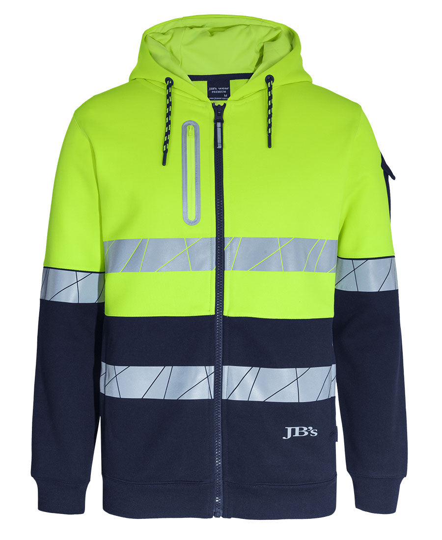 JB's 450g Hi Vis Full Zip Hoodie with Fragmented Tape 6DPFZ | Stay warm and visible