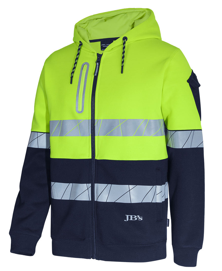 JB's 450g Hi Vis Full Zip Hoodie with Fragmented Tape 6DPFZ | Stay warm and visible