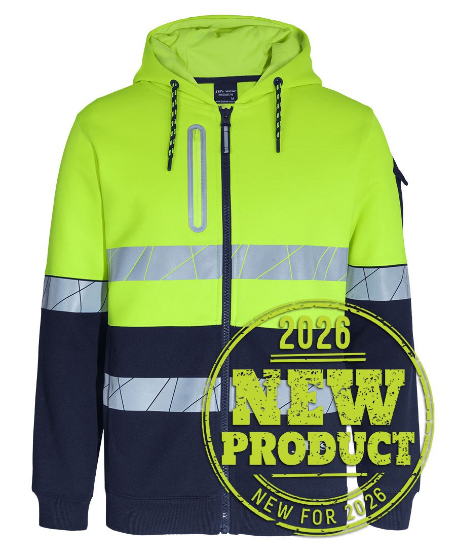 JB's 450g Hi Vis Full Zip Hoodie with Fragmented Tape 6DPFZ | Stay warm and visible