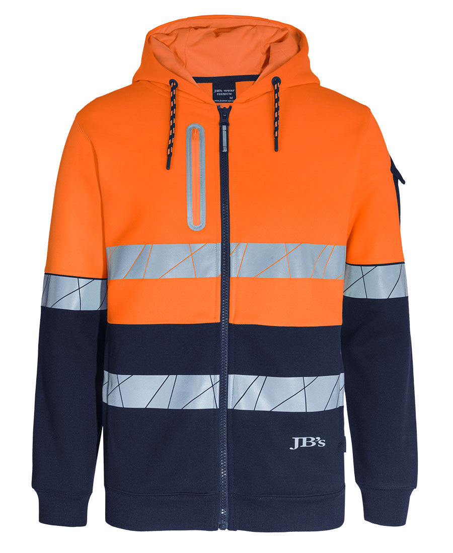 JB's 450g Hi Vis Full Zip Hoodie with Fragmented Tape 6DPFZ | Stay warm and visible