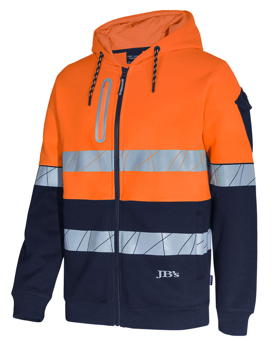 JB's 450g Hi Vis Full Zip Hoodie with Fragmented Tape 6DPFZ | Stay warm and visible