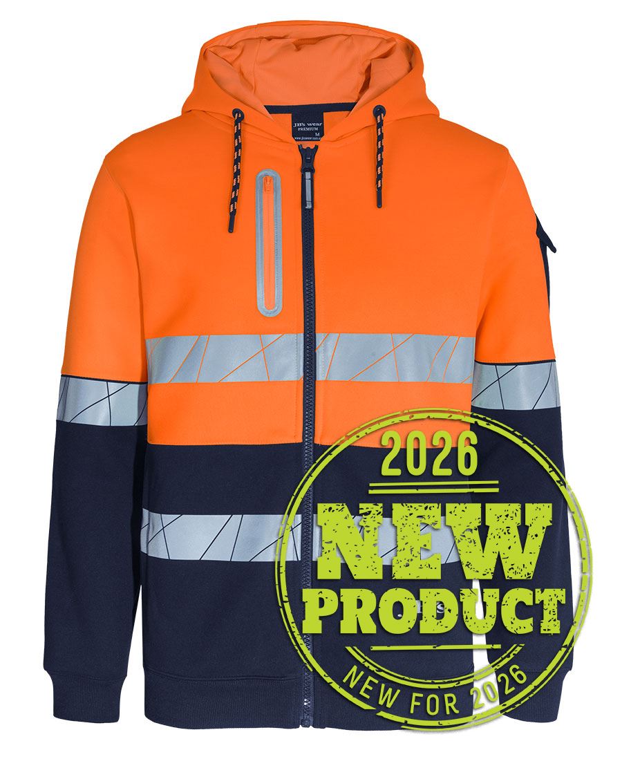 JB's 450g Hi Vis Full Zip Hoodie with Fragmented Tape 6DPFZ | Stay warm and visible