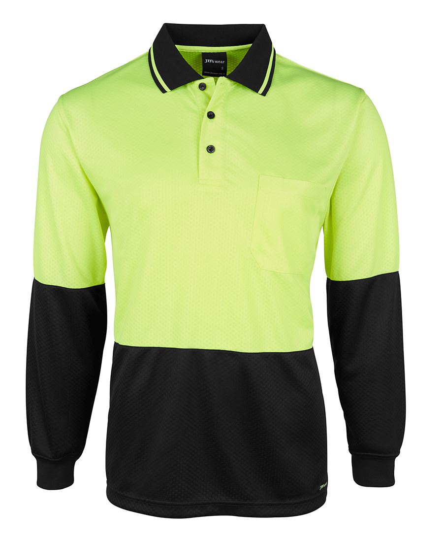 JB's Hi Vis L/S Jacquard Polo 6HJNL | Hi Vis Knit Comfort
