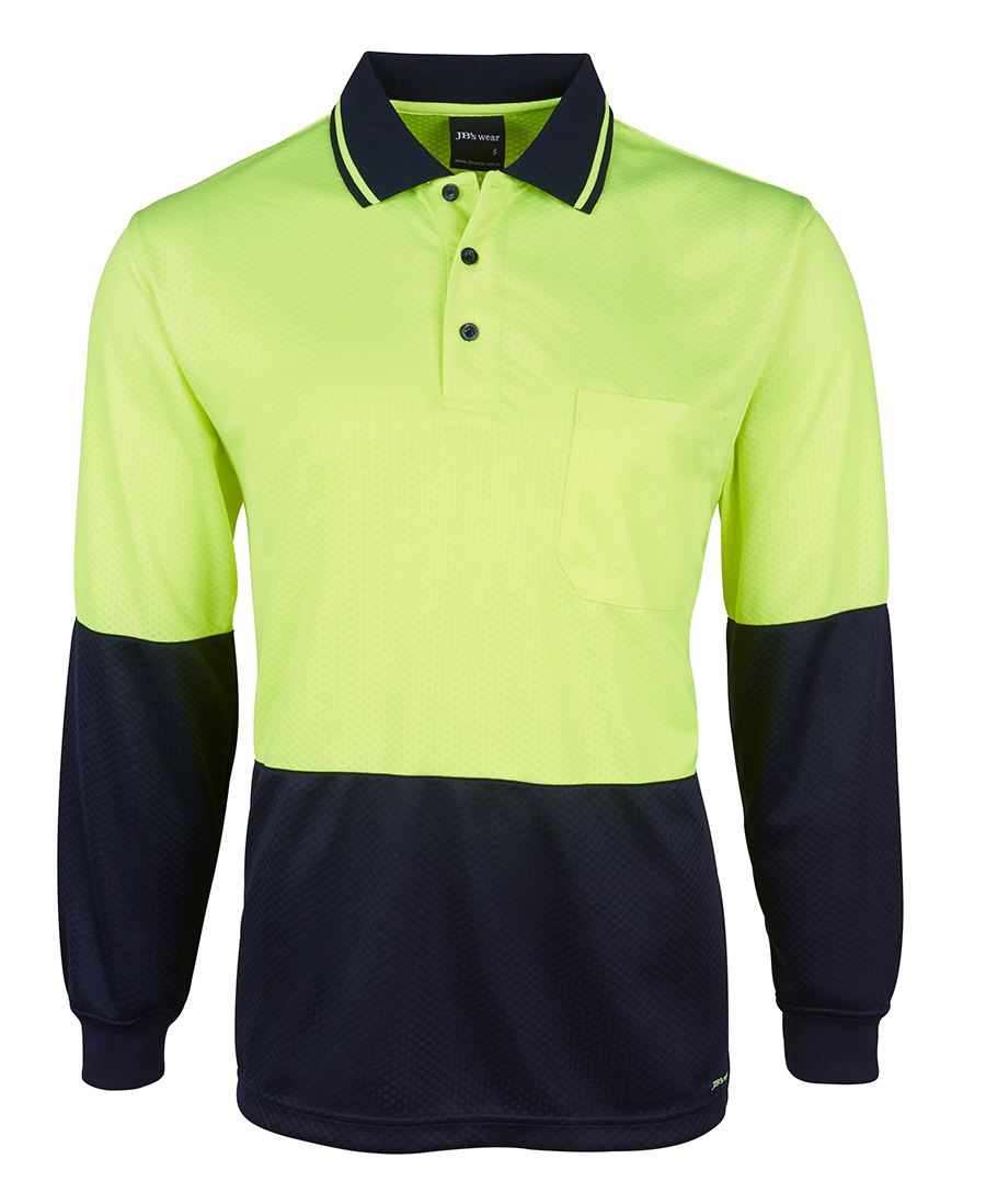 JB's Hi Vis L/S Jacquard Polo 6HJNL | Hi Vis Knit Comfort