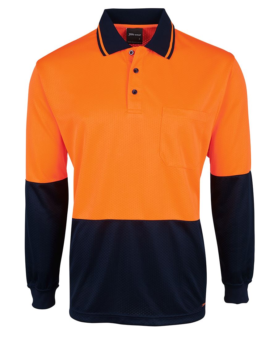 JB's Hi Vis L/S Jacquard Polo 6HJNL | Hi Vis Knit Comfort