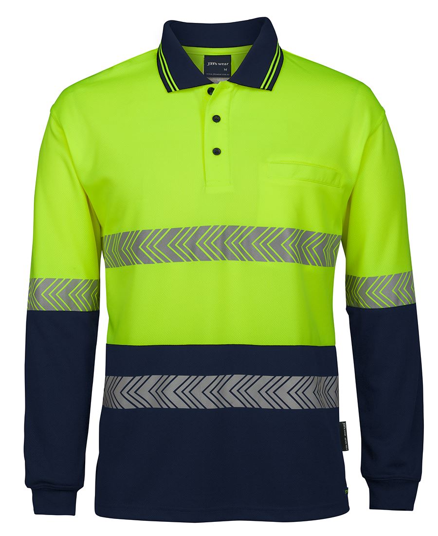 JB's Hi Vis L/S Segmented Tape Polo 6HLST