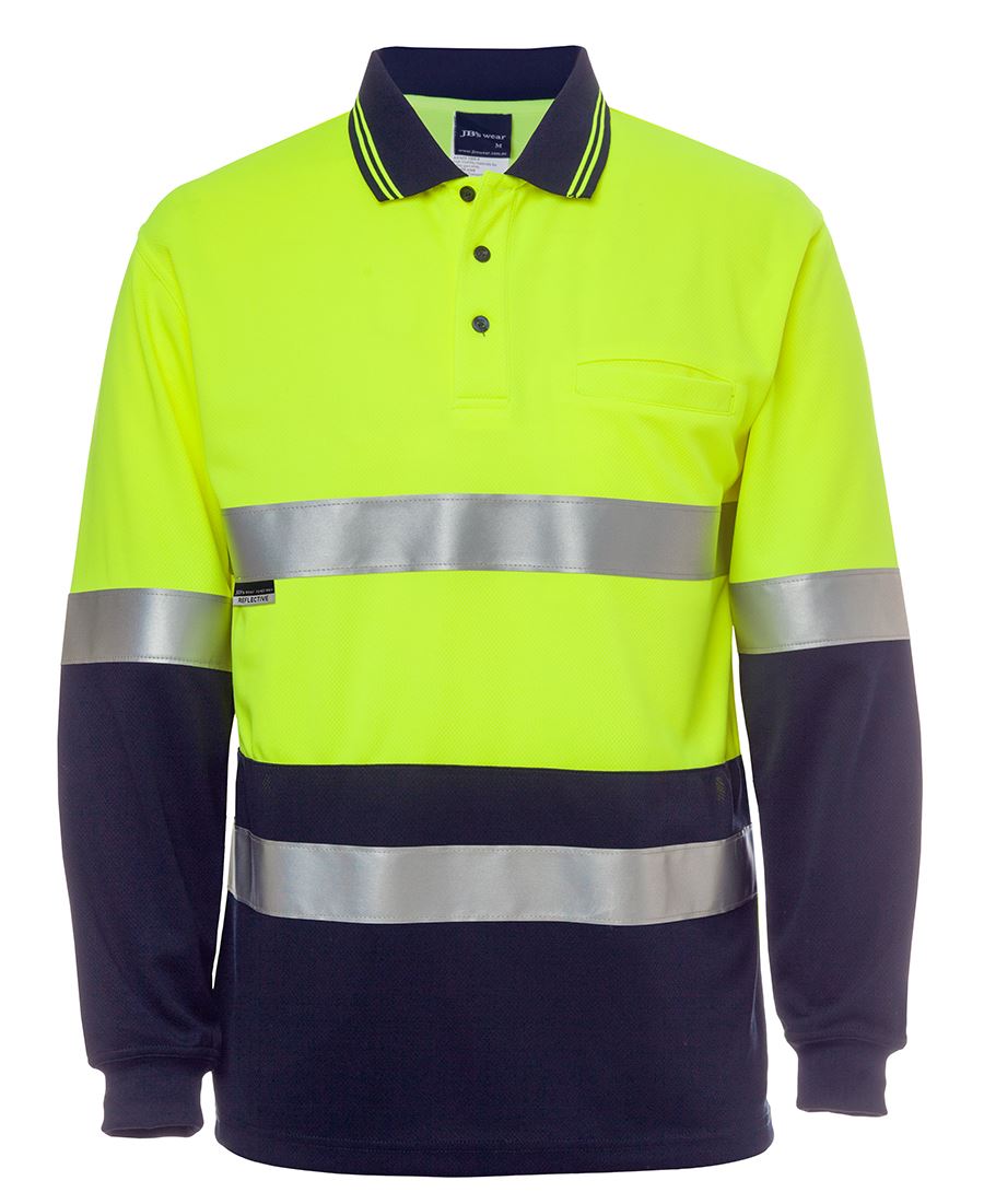 JB's Hi Vis L/S (D+N) Cotton Back Polo 6HMCB | Day and night safety