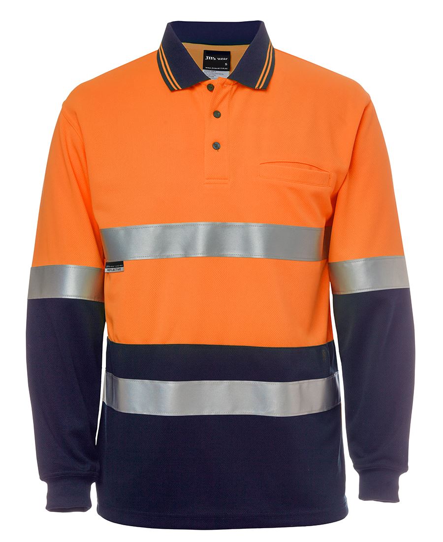 JB's Hi Vis L/S (D+N) Cotton Back Polo 6HMCB | Day and night safety