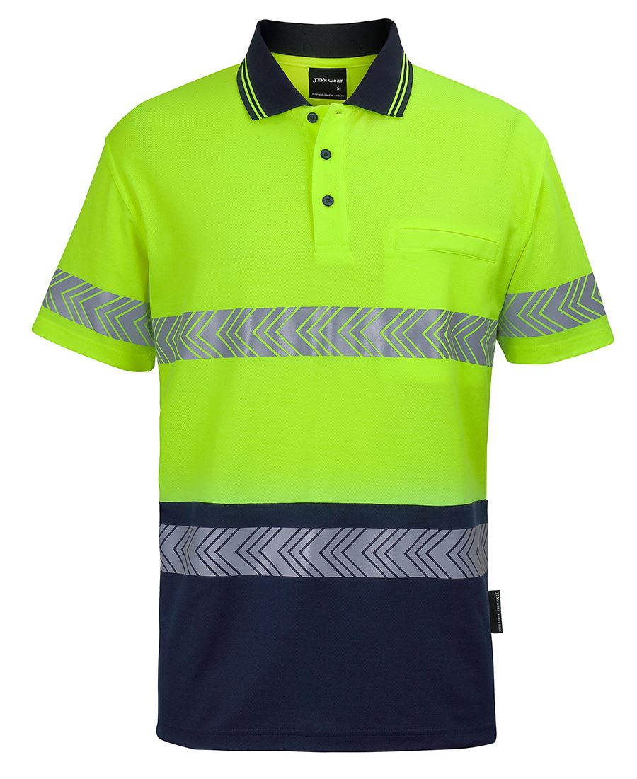 JB's Hi Vis (D+N) Cotton Back S/S Segmented Tape Polo 6HMSS