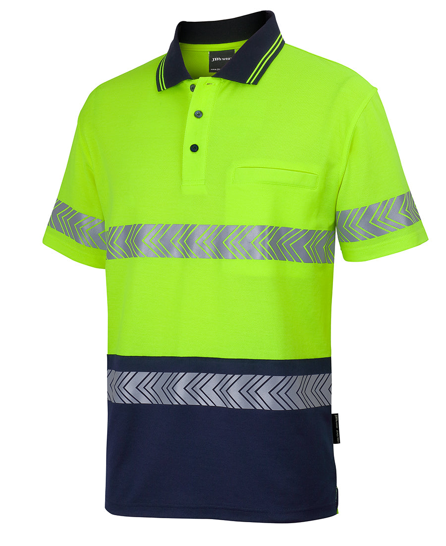 JB's Hi Vis (D+N) Cotton Back S/S Segmented Tape Polo 6HMSS