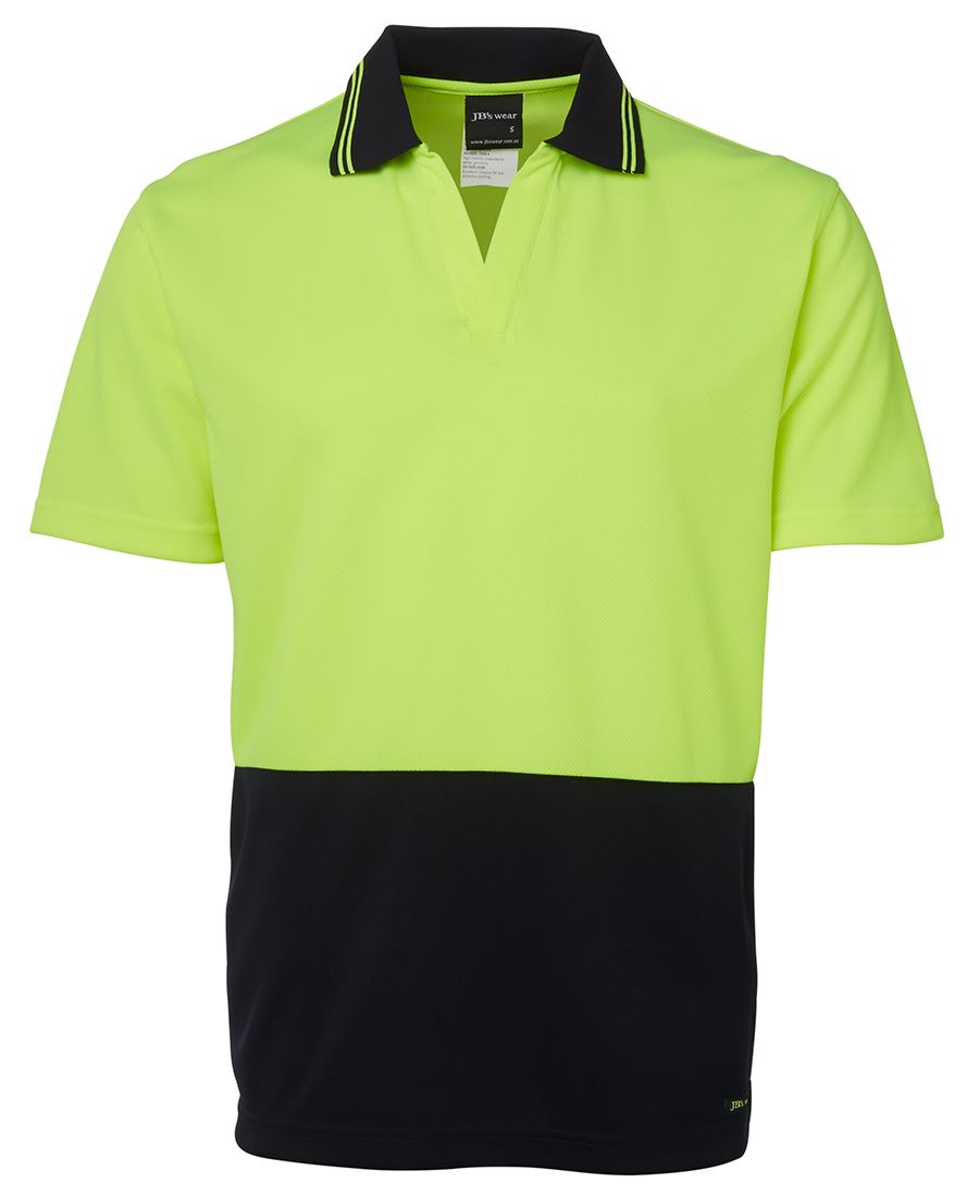 JB's Hi Vis S/S Non Button Polo 6HNB Non Button Style