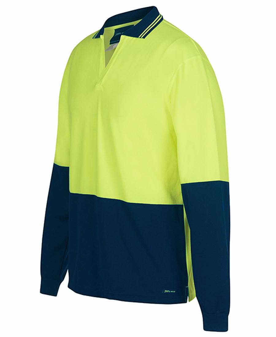 JB's Hi Vis L/S Non Button Polo 6HNBL Non Button