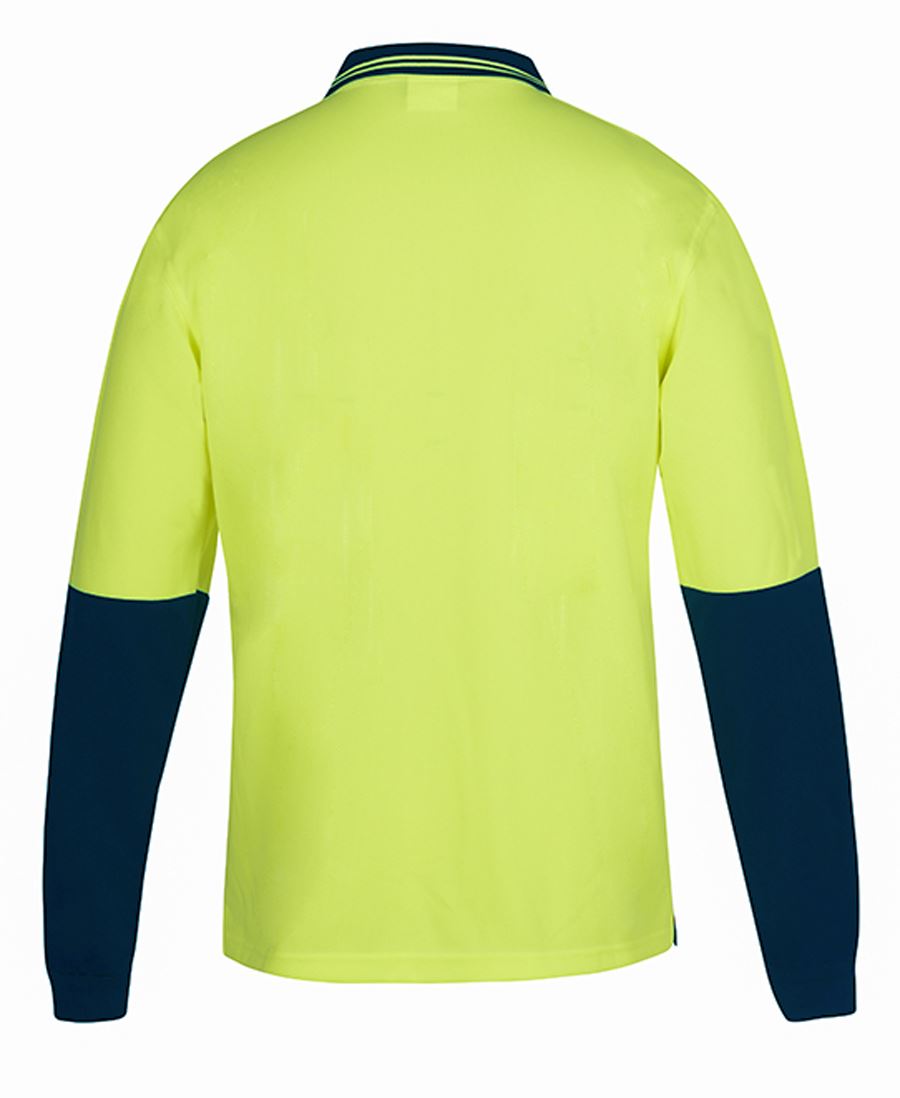 JB's Hi Vis L/S Non Button Polo 6HNBL Non Button