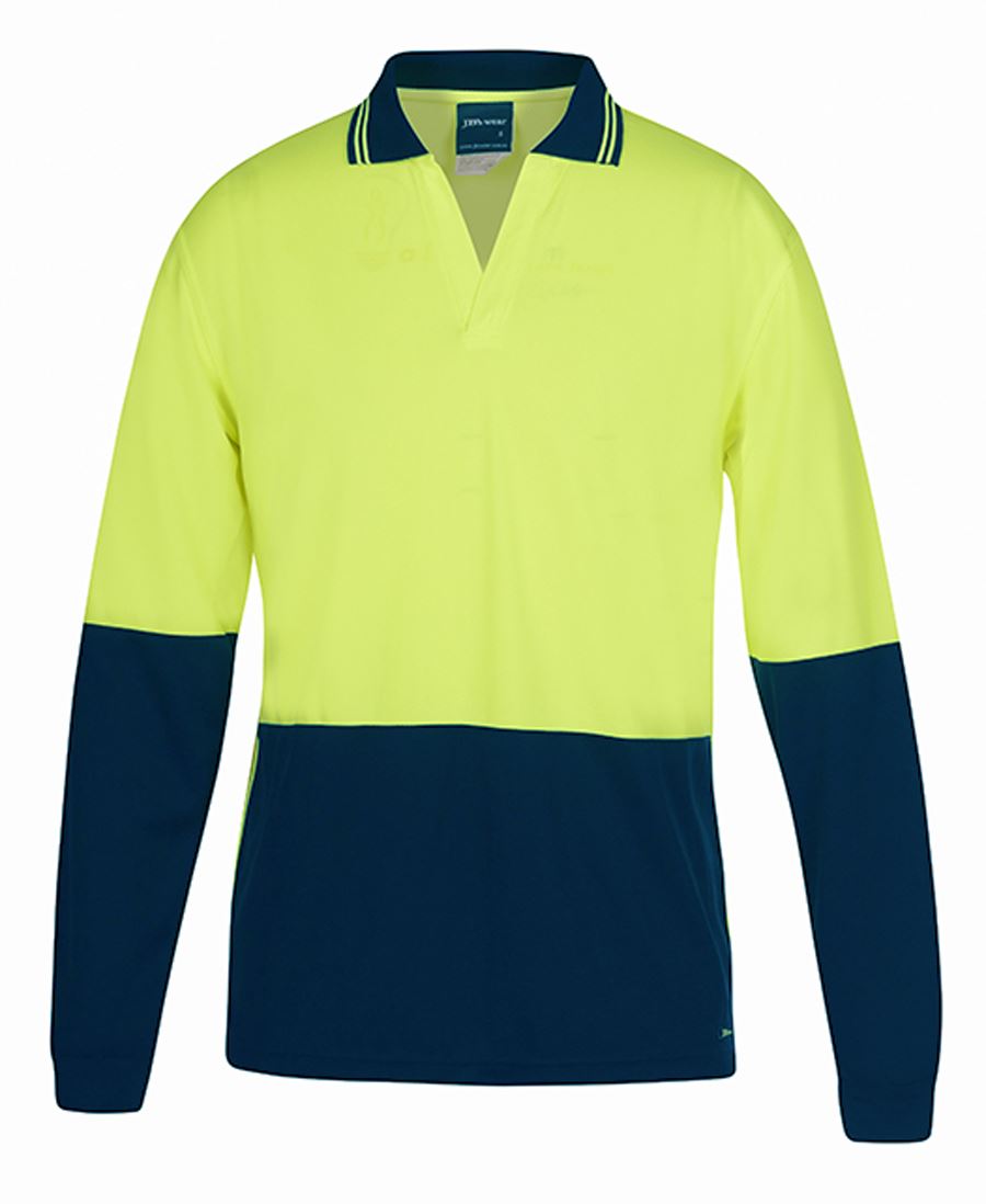JB's Hi Vis L/S Non Button Polo 6HNBL Non Button