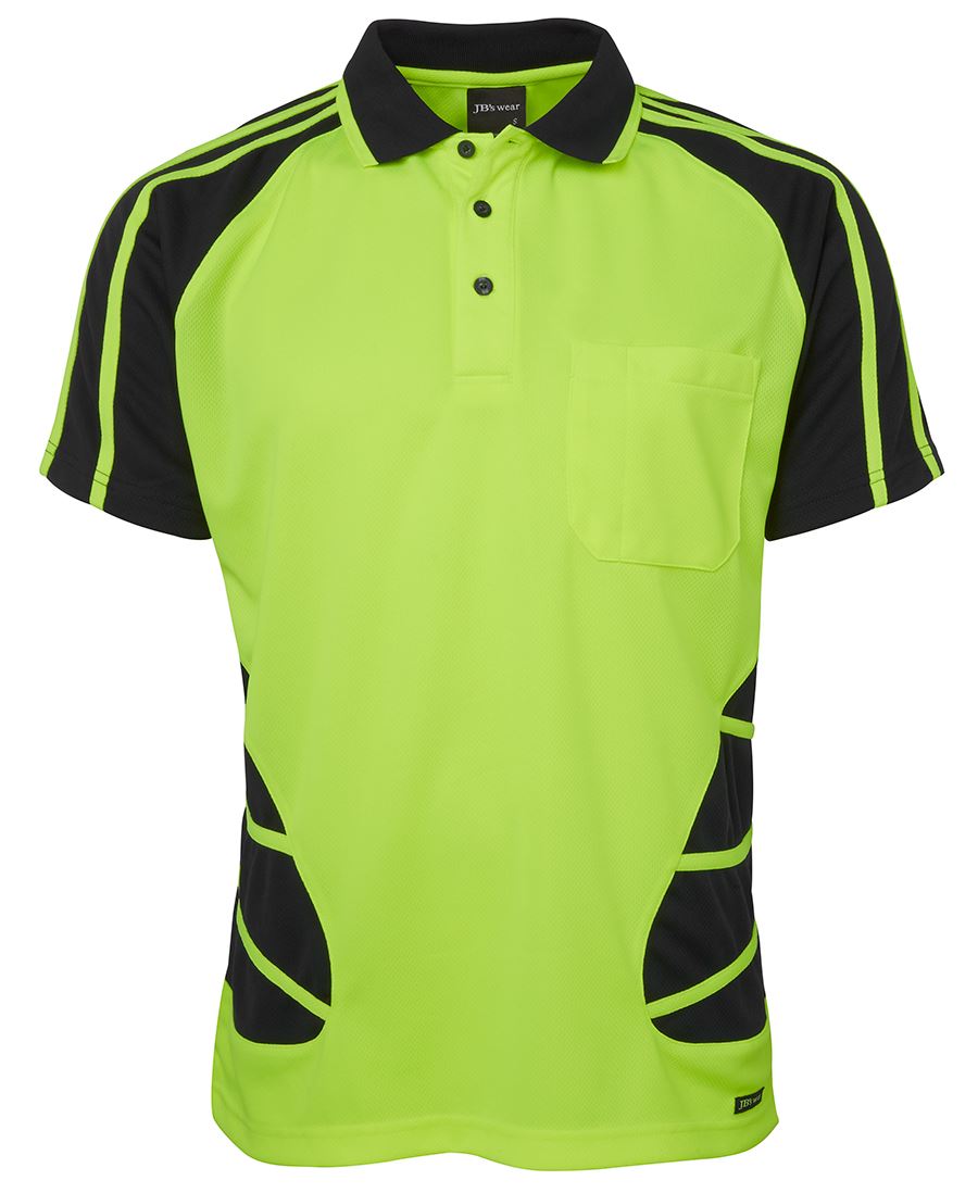 JB's Hi Vis S/S Spider Polo 6HSP Hi Vis raglan