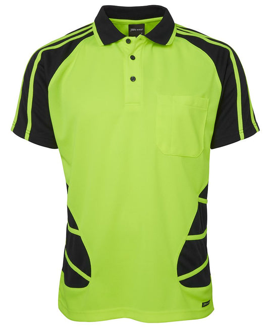 JB's Hi Vis S/S Spider Polo 6HSP Hi Vis raglan