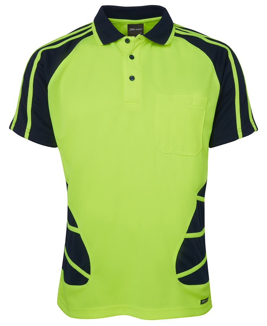 JB's Hi Vis S/S Spider Polo 6HSP Hi Vis raglan