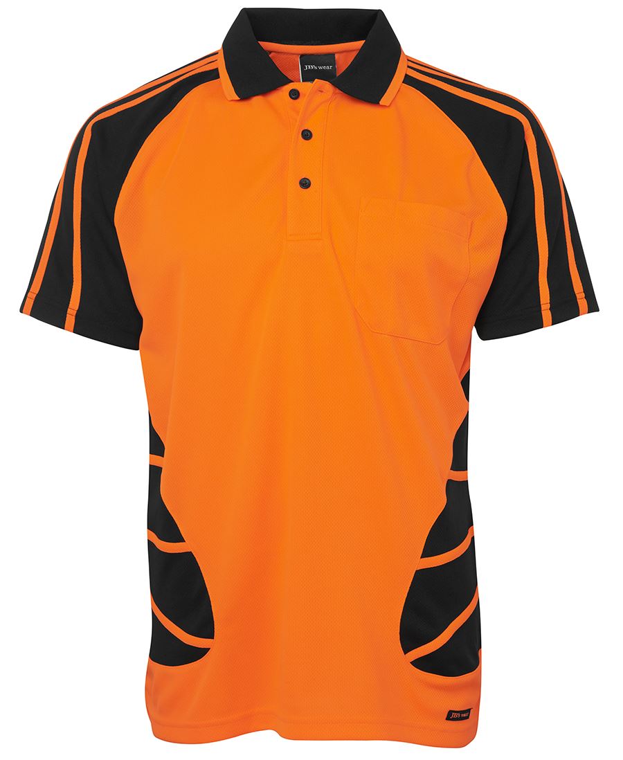 JB's Hi Vis S/S Spider Polo 6HSP Hi Vis raglan