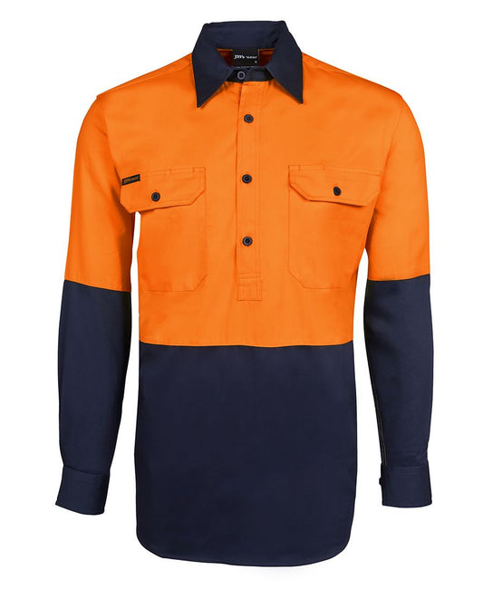 JB's Hi Vis Close Front L/S 190g Work Shirt 6HVCF | Drill Comfort