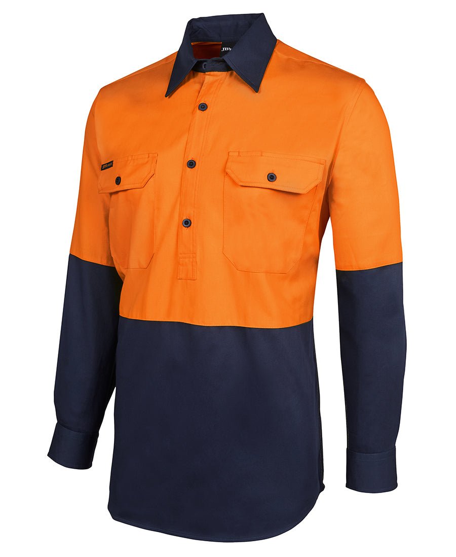 JB's Hi Vis Close Front L/S 190g Work Shirt 6HVCF | Drill Comfort