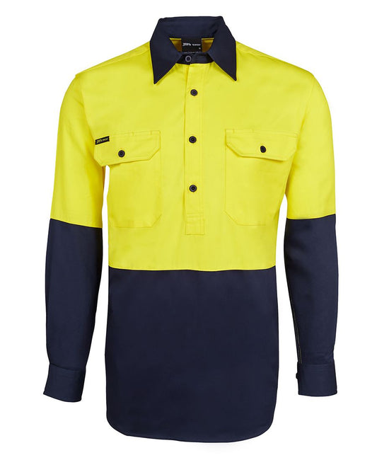 JB's Hi Vis Close Front L/S 190g Work Shirt 6HVCF | Drill Comfort