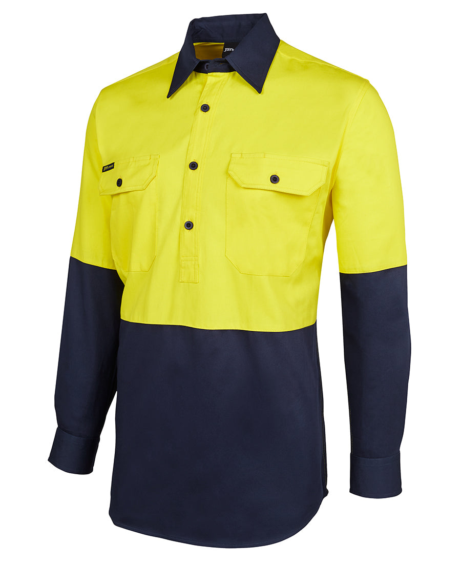 JB's Hi Vis Close Front L/S 190g Work Shirt 6HVCF | Drill Comfort