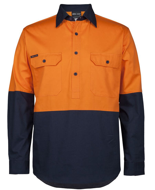 JB's Hi Vis Close Front L/S 150g Work Shirt 6HVCS