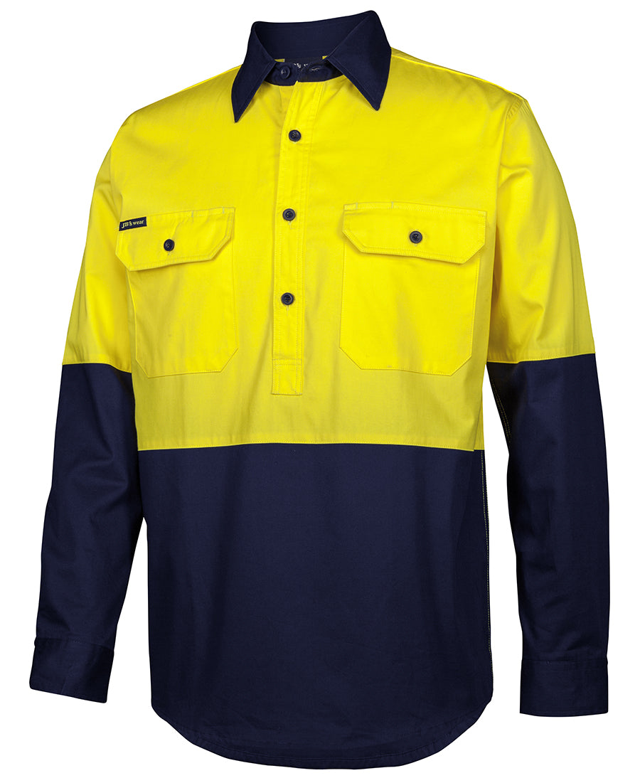 JB's Hi Vis Close Front L/S 150g Work Shirt 6HVCS