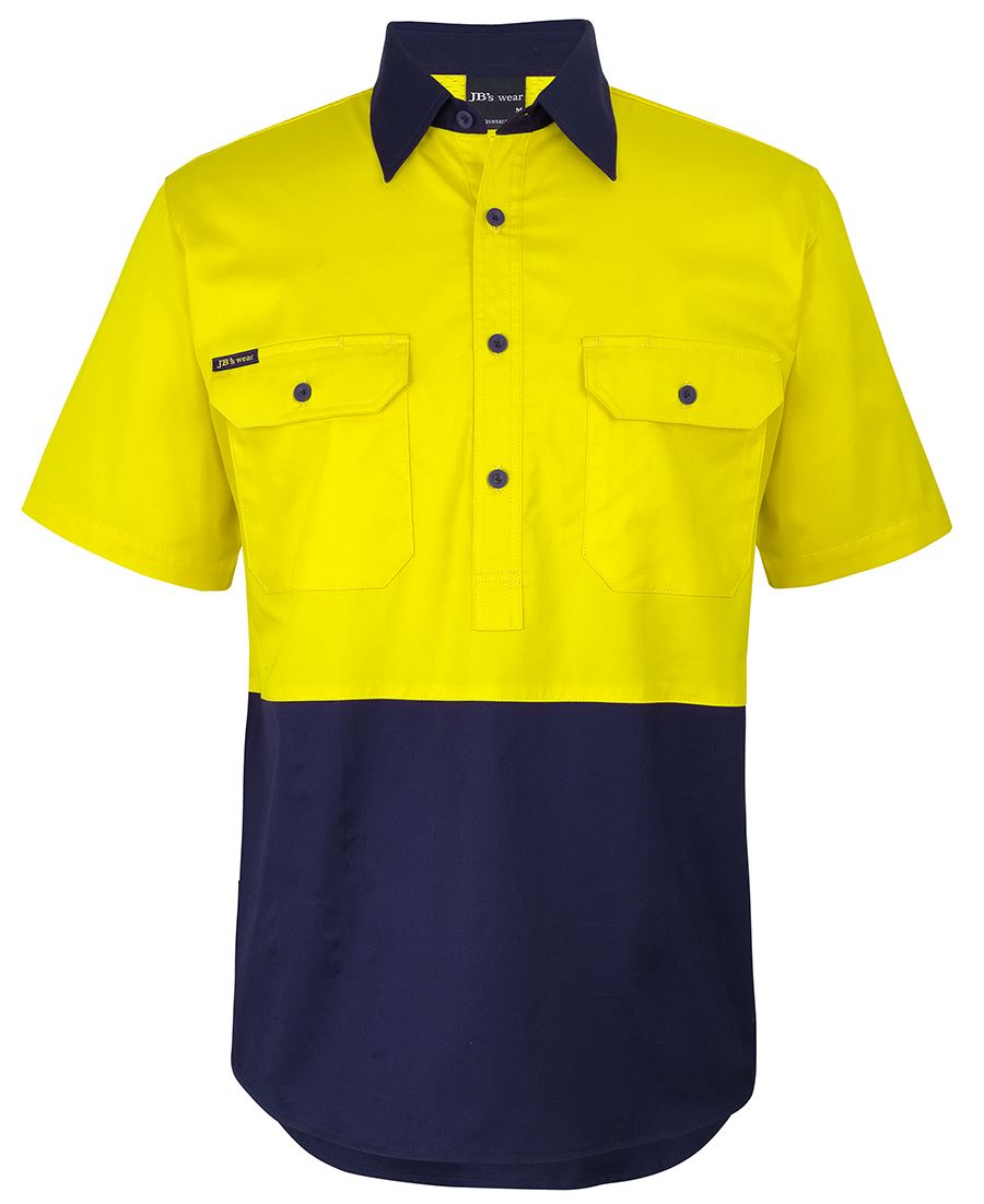 JB's Hi Vis Close Front S/S 150g Work Shirt 6HVCW