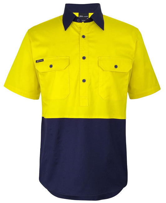 JB's Hi Vis Close Front S/S 150g Work Shirt 6HVCW