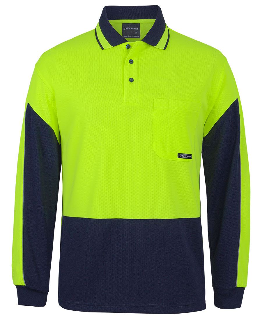 JB's Hi Vis L/S Gap Polo 6HVGL | STYLISH PIPING DETAIL