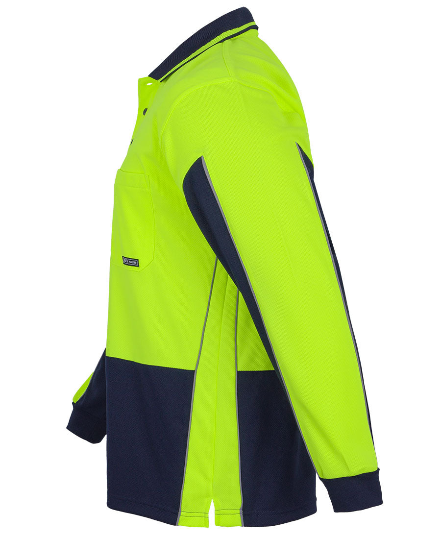 JB's Hi Vis L/S Gap Polo 6HVGL | STYLISH PIPING DETAIL