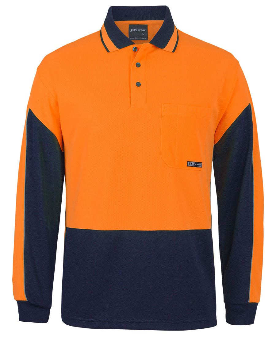 JB's Hi Vis L/S Gap Polo 6HVGL | STYLISH PIPING DETAIL