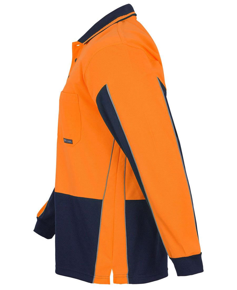 JB's Hi Vis L/S Gap Polo 6HVGL | STYLISH PIPING DETAIL