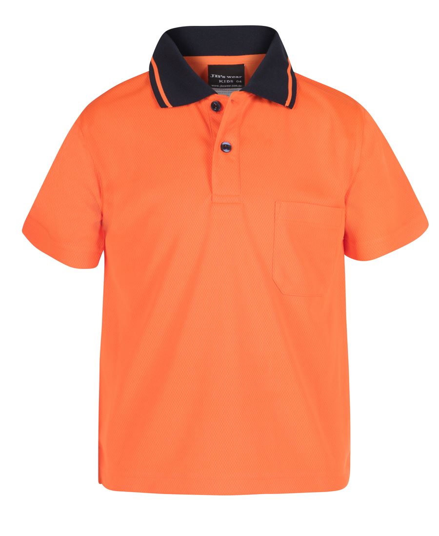 JB's Adults and Kids Hi Vis Non Cuff Traditional Polo 6HVNC | Classic Hi Vis polo