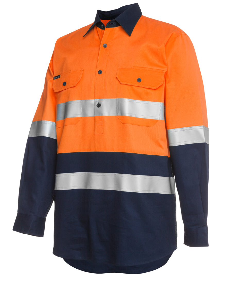 JB's Hi Vis (D+N) Close Front L/S 190g Work Shirt 6HWCF | Hardwearing comfort